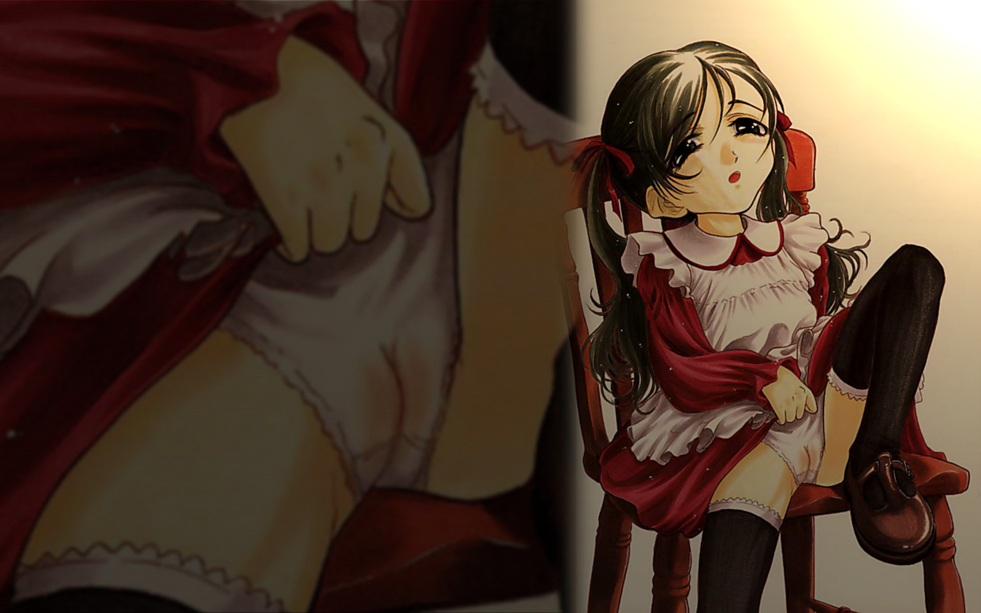 highres, black hair, cameltoe, female focus, loli, panties, solo, uncensored, underwear, zoom layer