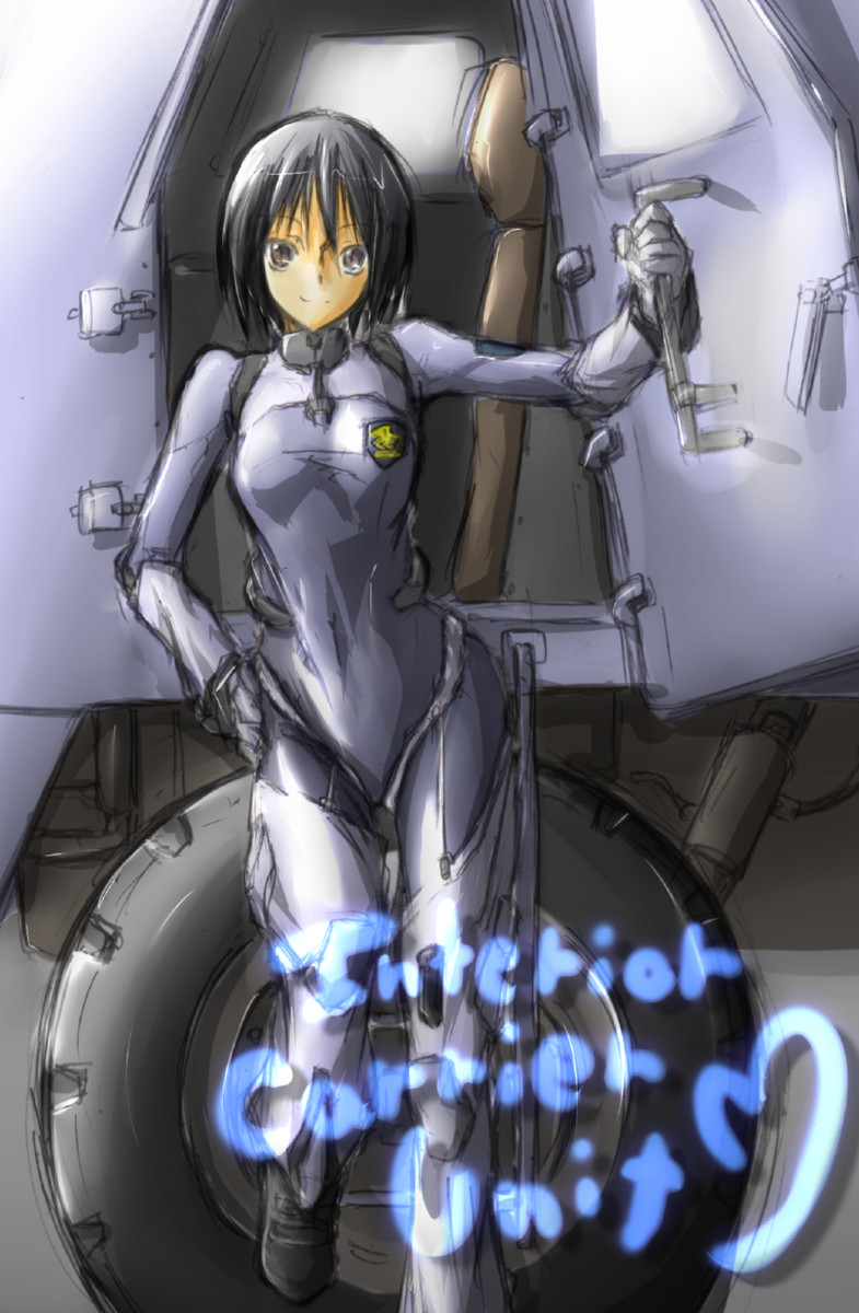 novemdecuple, armored core, armored core: for answer, fromsoftware, highres, 1girl, bodysuit, female focus, motor vehicle, solo, standing, truck