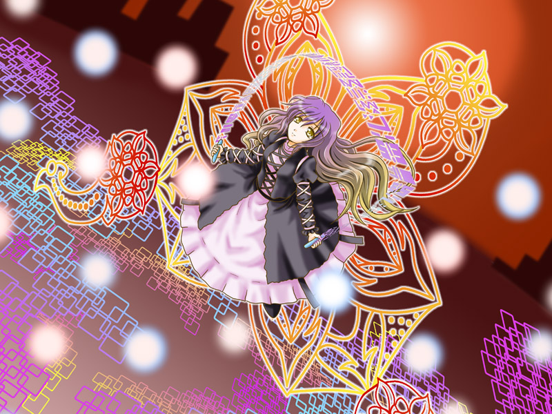 miku (pixiv1349259), mikura ken, hijiri byakuren, touhou, bad id, bad pixiv id, 1girl, dress, female focus, gradient hair, long hair, multicolored hair, scroll, solo, sorcerer's sutra scroll, yellow eyes