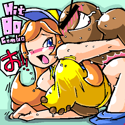 minuspal, mona, nintendo, warioware, lowres, blush, breasts, grabbing another's breast, sex