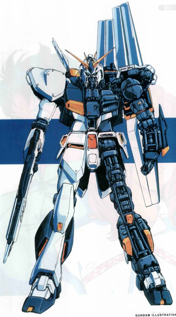 nu gundam, char's counterattack, gundam, beam rifle, energy gun, gun, mecha, retro artstyle, robot, weapon