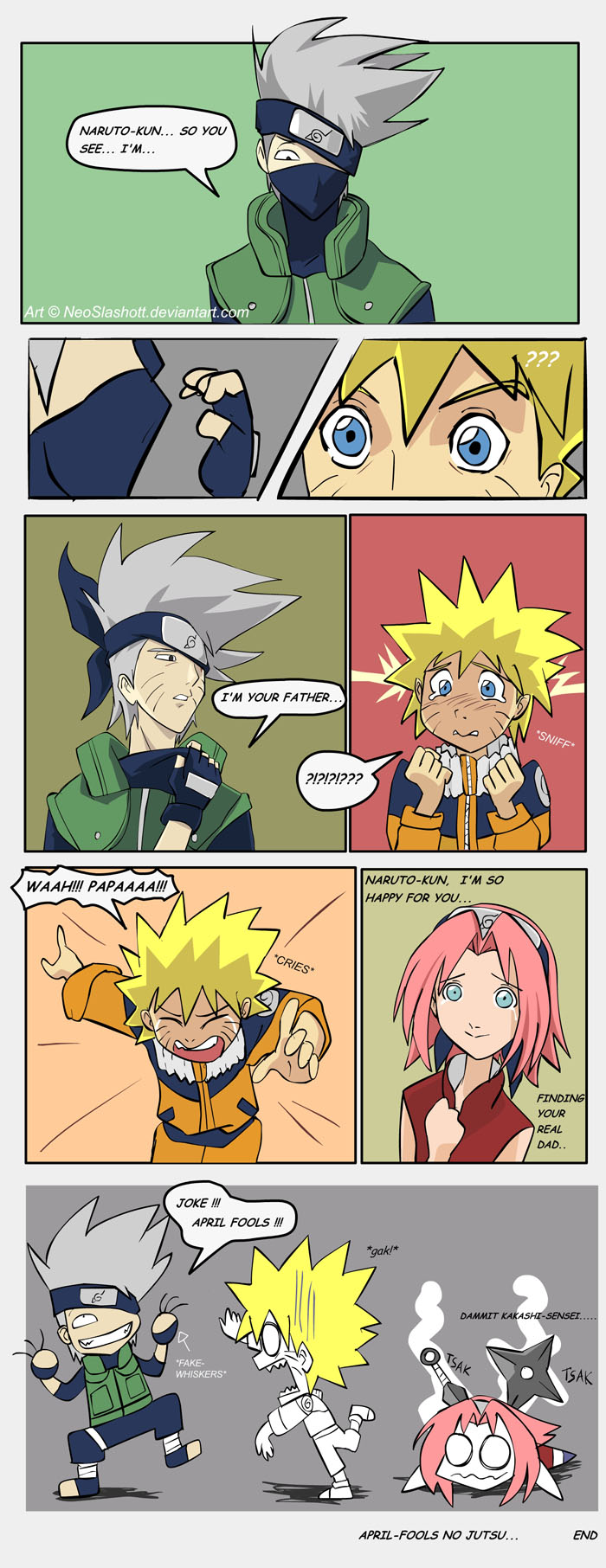 neoslashott, haruno sakura, hatake kakashi, uzumaki naruto, naruto (series), naruto, highres, long image, tall image, comic