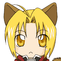 edward elric, fullmetal alchemist, animated, animated gif, lowres, 00s, :<, animal ears, blonde hair, cat ears, cat tail, fang, male focus, solo, tail, yellow eyes