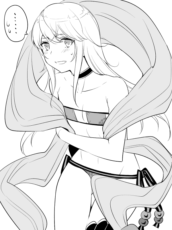 7dango7, chevalier d'eon (fate), minamoto no raikou (fate), minamoto no raikou (fate/grand order), minamoto no raikou (swimsuit lancer) (fate), minamoto no raikou (swimsuit lancer) (third ascension) (fate), fate/grand order, fate (series), …, 1other, bare shoulders, beads, bikini, choker, collarbone, cosplay, eyepatch bikini, long hair, looking at viewer, minamoto no raikou (swimsuit lancer) (fate) (cosplay), sash, sidelocks, swimsuit, thighs