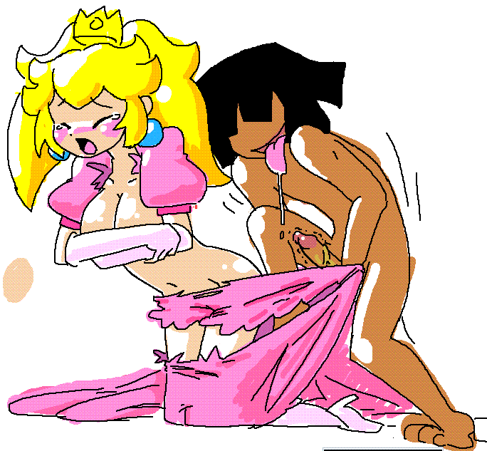 minuspal, princess peach, nintendo, super mario bros. 1, blush, breasts, cleavage, penis, uncensored