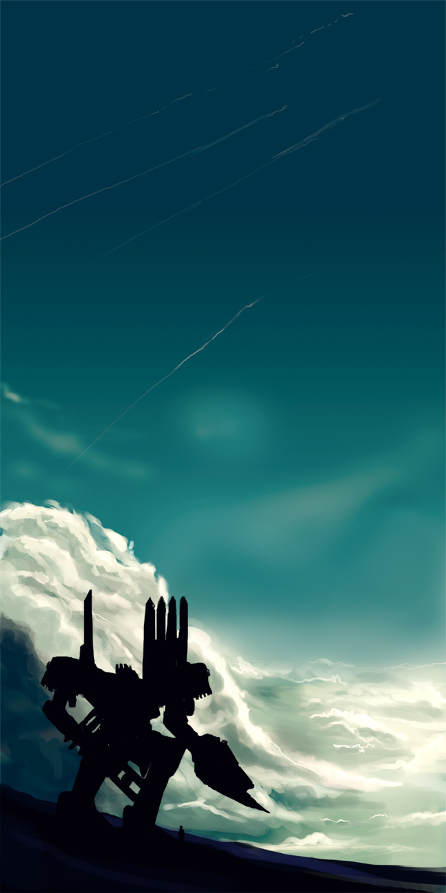 stasis, armored core, fromsoftware, highres, asymmetrical dual wielding, cloud, dual wielding, gun, holding, machine gun, mecha, rail gun, robot, rocket launcher, sky, weapon