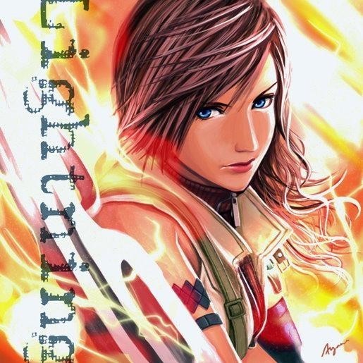 lightning farron, final fantasy, final fantasy xiii, tagme, 10s, blue eyes, character name, looking at viewer, red hair, signature