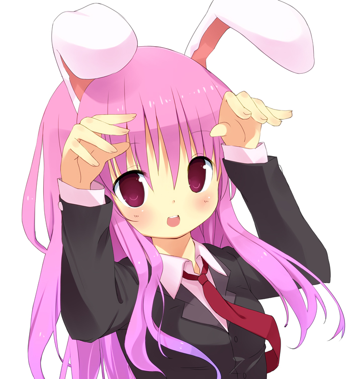 amaa (chou dennou jidai), reisen udongein inaba, touhou, light purple hair, bad id, bad pixiv id, 1girl, animal ears, blazer, female focus, jacket, long hair, necktie, purple eyes, rabbit ears, red necktie, solo