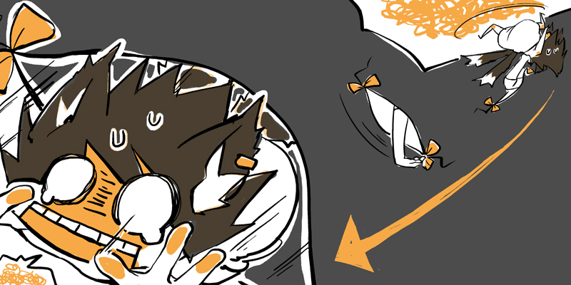 kawanabe, chen, yakumo yukari, touhou, bad id, bad pixiv id, 2girls, animal ears, bloomers, cat ears, cat girl, cat tail, chibi, comic, female focus, gap (touhou), multiple girls, multiple tails, silent comic, tail, tears, underwear