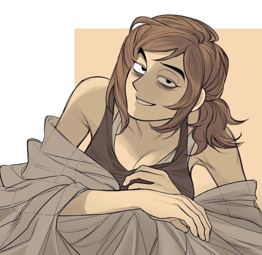 reagan ridley, inside job, 1girl, bags under eyes, bare shoulders, body freckles, breasts, brown hair, brown tank top, cleavage, freckles, grin, lifeisassholee, looking at viewer, medium breasts, pointy nose, shoulder freckles, smile, tank top