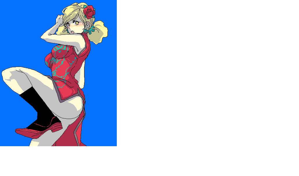 9wa, ursula leiden, final fantasy, final fantasy iv, final fantasy iv: the after years, 1990s (style), blonde hair, china dress, chinese clothes, dress, high heels, shoes, socks