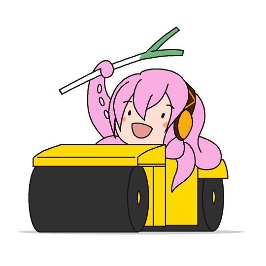 ray k, megurine luka, takoluka, vocaloid, tentacle, blush, blush stickers, headphones, smile, spring onion, steamroller, tentacles, wryyyyyyyyyyyyyyyyyyyy