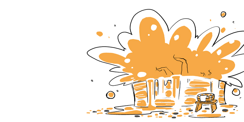 kawanabe, chen, yakumo ran, touhou, bad id, bad pixiv id, 2girls, bath, bathing, chibi, comic, female focus, monochrome, multiple girls, nude, orange theme, silent comic, splashing