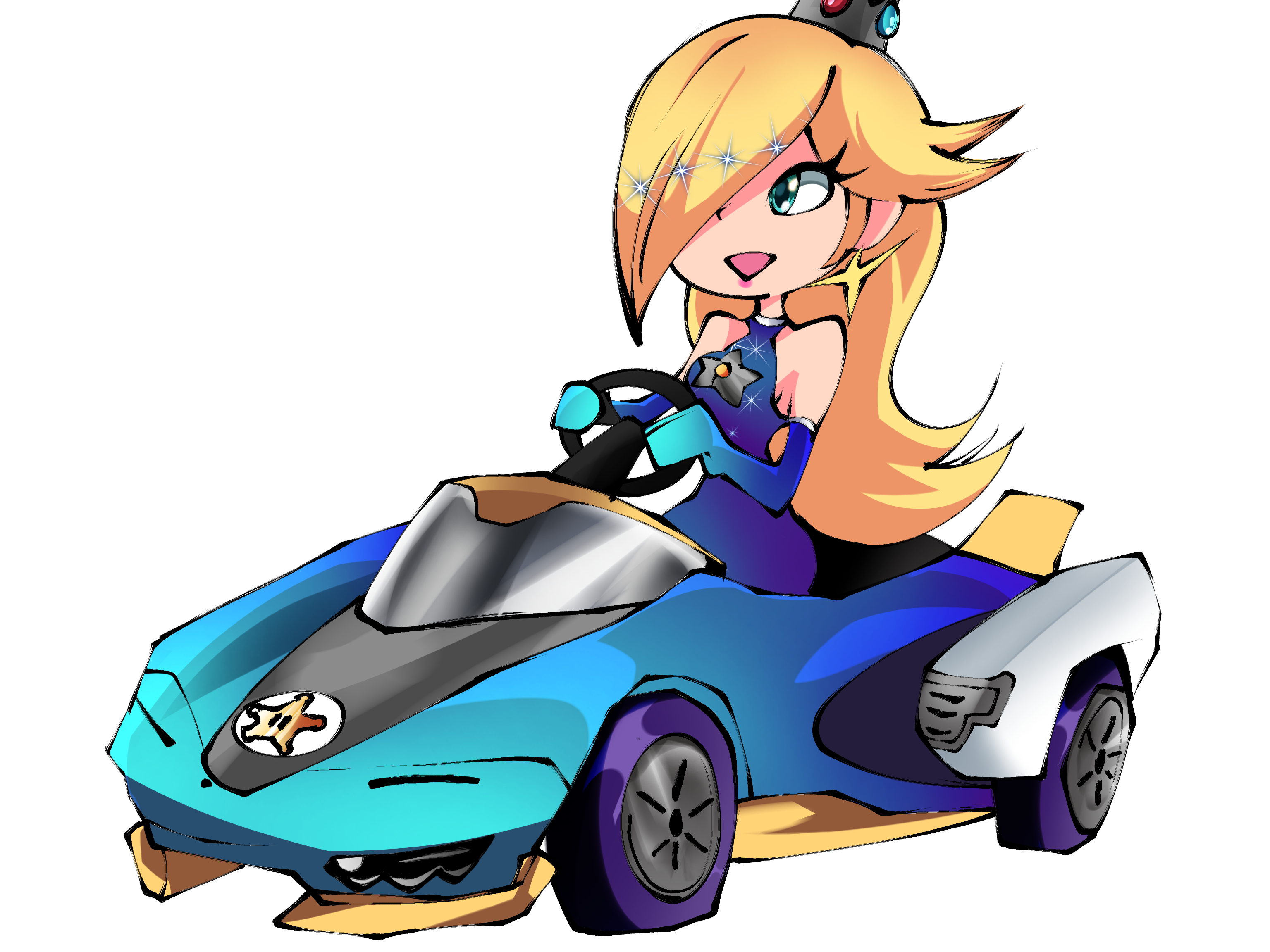 mario, rosalina, rosalina (aurora), mario (series), mario kart, nintendo, highres, non-web source, dress