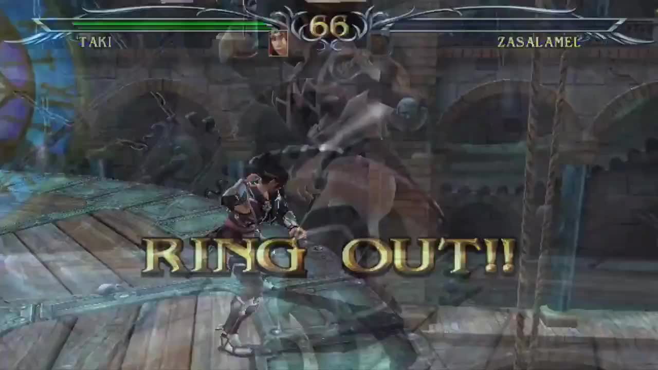 taki (soulcalibur), namco, soul calibur, soul calibur iii, animated, audible speech, english audio, sound, tagme, video, 1girl, 3d, game screenshot, kicking, pantyhose, underwear, video game screencap