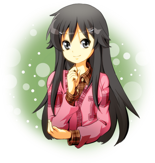 ruu (tksymkw), wakase izumi, lucky star, 00s, 1girl, black eyes, black hair, female focus, long hair, solo