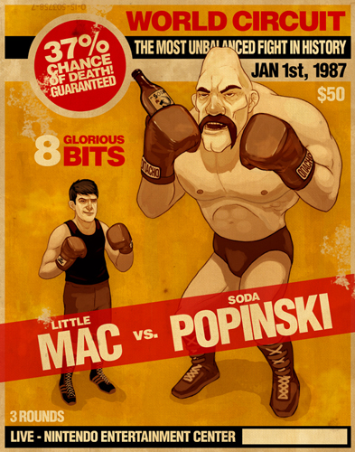 little mac, soda popinski, nintendo, punch-out!!, lowres, 1987, 2boys, bald, boots, bottle, boxing, boxing gloves, briefs, character name, dated, dollar sign, facial hair, facing viewer, fake poster, full body, hammer and sickle, height difference, january, lace-up boots, male underwear, multiple boys, muscular, muscular male, mustache, percentage, poster (medium), price, standing, underwear