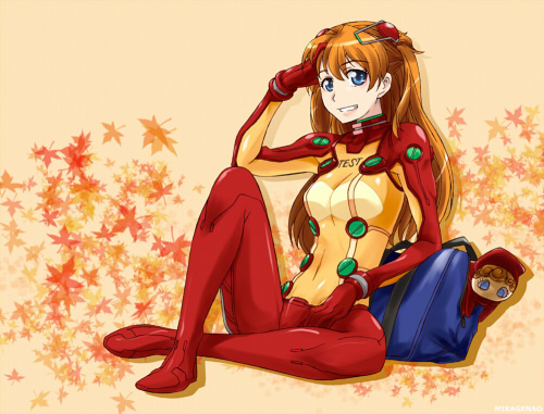 mikage nao, souryuu asuka langley, evangelion: 2.0 you can (not) advance, neon genesis evangelion, rebuild of evangelion, lowres, 00s, 1girl, bodysuit, female focus, full body, long hair, mecha pilot suit, plugsuit (evangelion), red bodysuit, see-through bodysuit, see-through clothes, shiny clothes, solo, test plugsuit (evangelion), very long hair