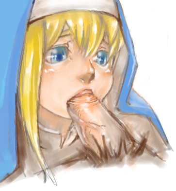 bridget (guilty gear), arc system works, guilty gear, lowres, 2boys, blonde hair, blush, crossdressing, crossdressing (mtf), fellatio, male focus, multiple boys, oral, penis, shota, trap, white background, yaoi