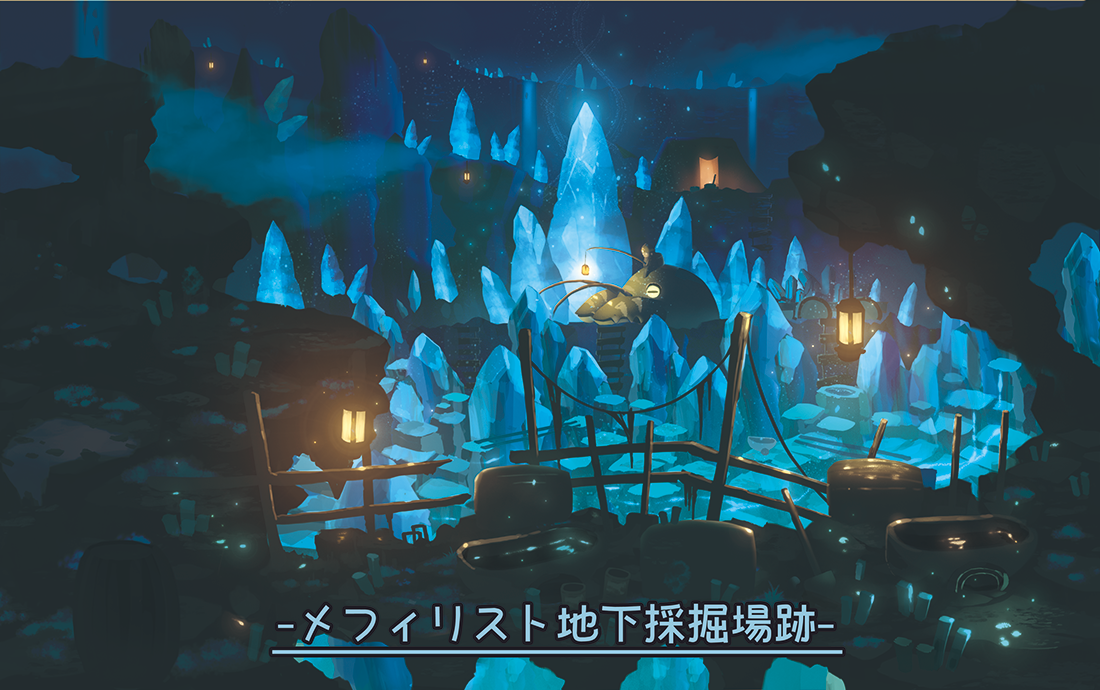 apokarihardcore, original, commentary request, translation request, 1other, ambiguous gender, cave, fantasy, hanging lantern, ladder, scenery, sitting, solo