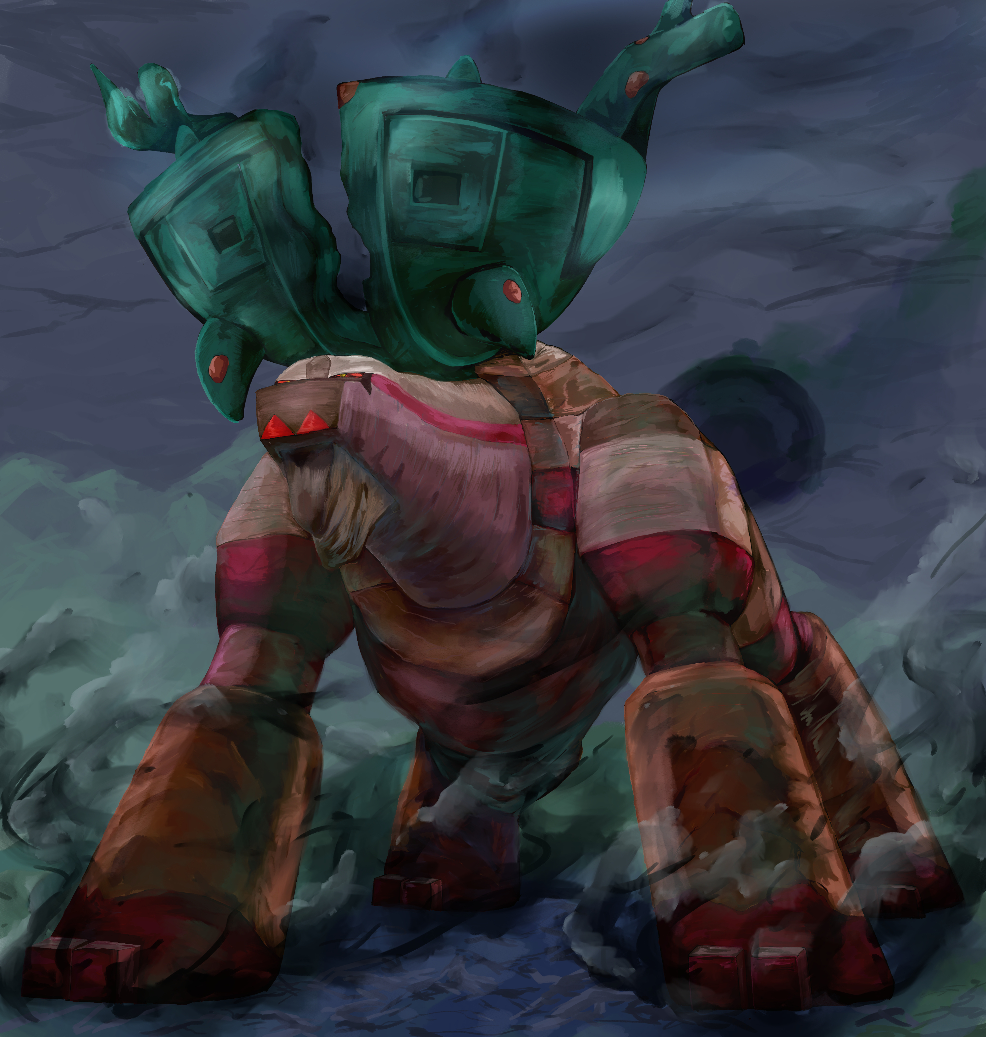 karura (to-the-4483), ting-lu (pokemon), nintendo, pokemon, absurdres, commentary request, highres, animal focus, full body, no humans, pokemon (creature), pokemon focus, solo