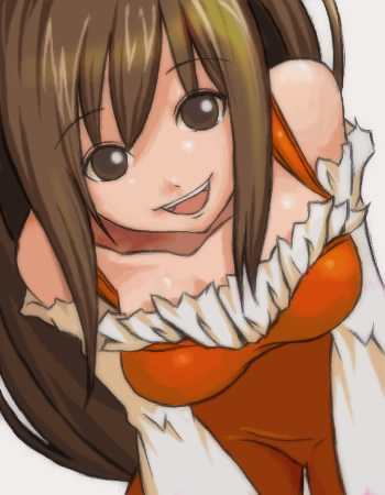 kasetsu, garnet til alexandros xvii, final fantasy, final fantasy ix, lowres, 00s, brown eyes, brown hair, catsuit, leaning forward, long hair, open mouth