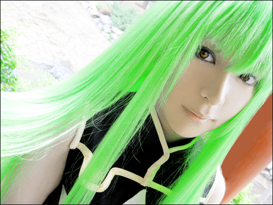 c.c., code geass, photo (medium), tagme, c.c. (cosplay), chinese text, cosplay, green hair