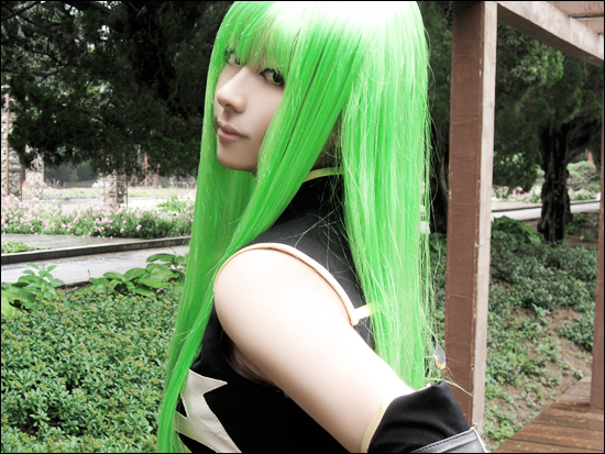 c.c., code geass, photo (medium), tagme, c.c. (cosplay), chinese text, cosplay, green hair