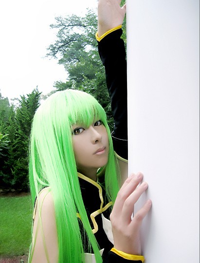 c.c., code geass, photo (medium), tagme, c.c. (cosplay), chinese text, cosplay, green hair