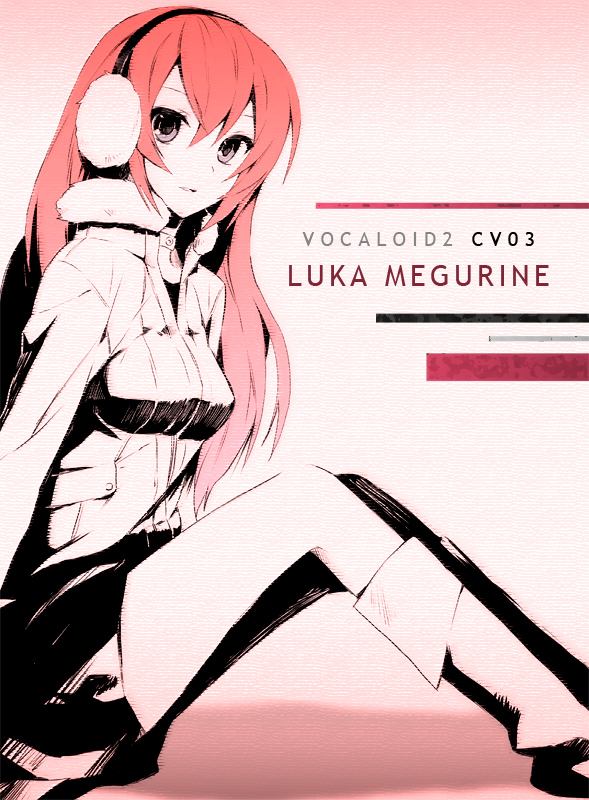 hijiki (hijikini), hijikini, yuzuki karu, megurine luka, vocaloid, bad id, bad pixiv id, 1girl, boots, coat, earmuffs, female focus, long hair, pink hair, solo