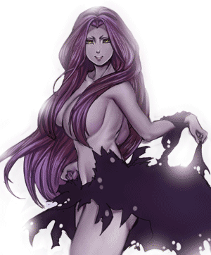 taro (artist), nevan, capcom, devil may cry (series), devil may cry 3, lowres, 00s, breasts, censored, colored skin, convenient censoring, hair over breasts, large breasts, long hair, purple skin, red hair, very long hair, yellow eyes