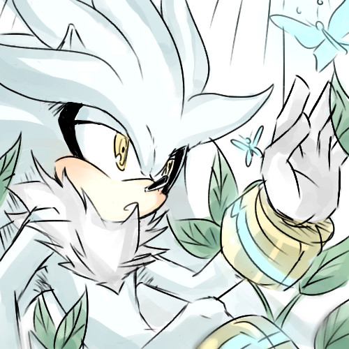 silver the hedgehog, sonic (series), lowres, animal, animal ears, blush, bug, butterfly, insect, male focus, nature, solo, yellow eyes