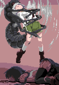 amasaki nana, amasaki ryouko, blank blood, cracklecradle, animated, animated gif, lowres, 2girls, bee, bestiality, black hair, bleeding, blood, bug, captured, dark-skinned female, dark skin, death, dying, ero guro, female focus, green eyes, grey hair, guro, implied penetration, implied sex, impregnation, insect, interspecies, loli, monster, multiple girls, open mouth, pain, rape, ryona, school uniform, screaming, sex, skirt, spasm, struggling, thighhighs, torture, trembling, worm