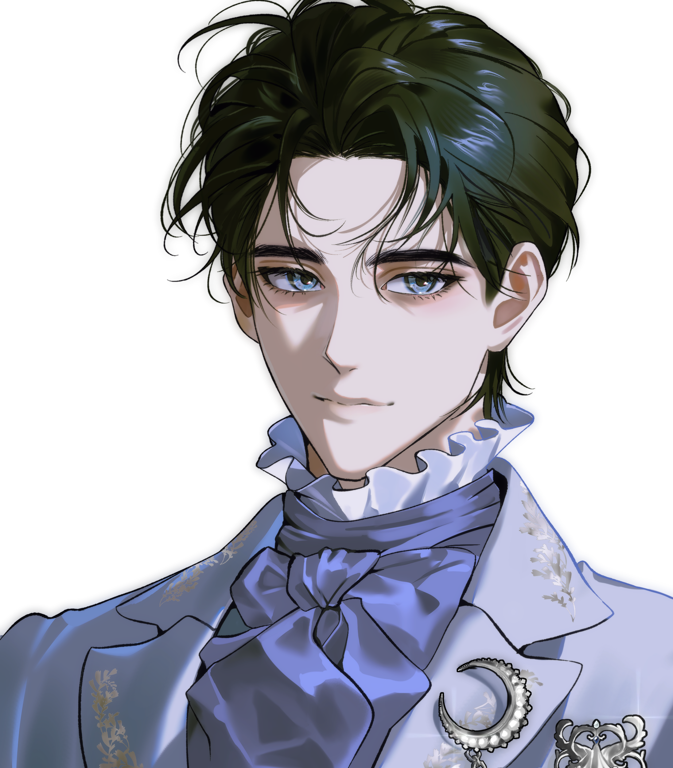 absurdres, highres, non-web source, black hair, blue eyes, kongforu, pale skin