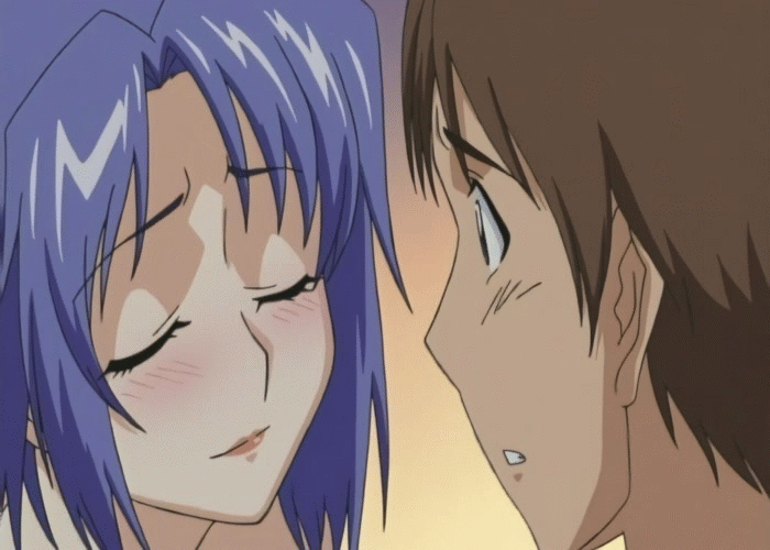 katsuragi mai, takama kozue, aniyome wa ijippari, animated, animated gif, blue hair, handjob, penis, penis grab, purple eyes