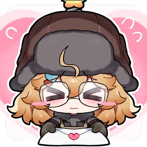 littara (girls' frontline 2), wkp (girls' frontline), girls' frontline, girls' frontline 2: exilium, artist request, lowres, official art, > <, 1girl, ahoge, blush, blush stickers, chibi, chibi only, closed eyes, coat, confession, embarrassed, flying sweatdrops, fur-trimmed coat, fur trim, holding, holding letter, letter, love letter, orange hair, solo, transparent background, upper body, wavy mouth