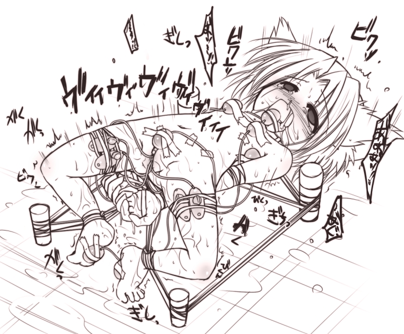 kso, original, tagme, 1girl, ahegao, anal, anal object insertion, animal ears, bdsm, blush, female focus, fucked silly, loli, monochrome, multiple insertions, nude, object insertion, orgasm, rolling eyes, saliva, sex toy, solo, sweat, tears, too many, too many sex toys, uncensored, urethral insertion, vaginal, vaginal object insertion, vibrator