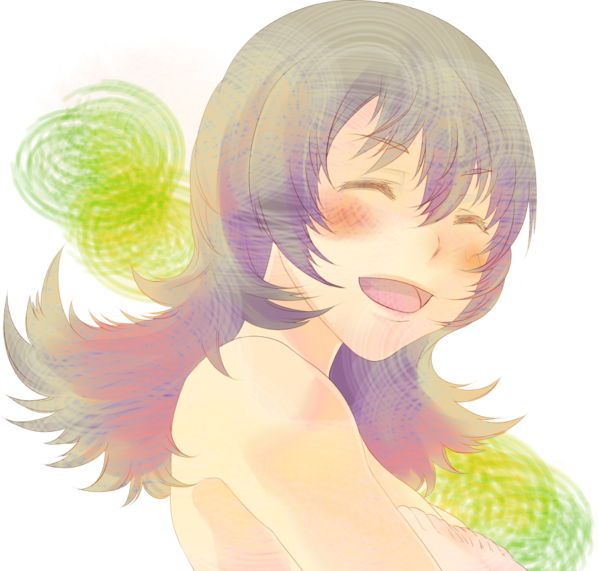 kakage, sabrina (pokemon), nintendo, pokemon, pokemon hgss, bad id, bad pixiv id, 00s, 1girl, bare shoulders, black hair, blush, closed eyes, female focus, flipped hair, gym leader, smile, solo