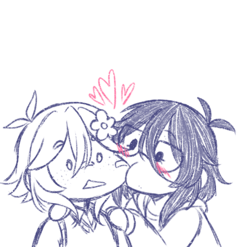 donuqx, basil (faraway) (omori), basil (omori), mincy (omori), omori, commentary, commentary request, english commentary, 1boy, 1girl, antenna hair, bandaid, bandaid on cheek, bandaid on face, bandaid on nose, biting, biting cheek, blush, collared shirt, double-parted bangs, flower, freckles, glasses, greyscale, hair between eyes, hair flower, hair ornament, heart, hood, hood down, hooded jacket, jacket, long sleeves, looking at another, medium hair, monochrome, o o, open clothes, open jacket, open mouth, shirt, sidelocks, simple background, sketch, spot color, sweater vest, triangle mouth