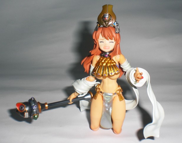 ancient princess menace, asahina mikuru, gotou yuuko, menace (queen's blade), setra, figma, queen's blade, revoltech, suzumiya haruhi no yuuutsu, photo (medium), 1girl, breasts, cosplay, female focus, figure, figure (medium), goto yuko, headdress, jewelry, loincloth, menace (cosplay), panties, parody, pelvic curtain, princess, revealing clothes, ring, solo, striped clothes, striped panties, tears, underboob, underwear, voice actor connection