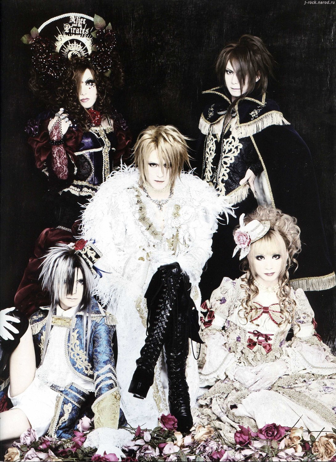 versailles, highres, photo (medium), 5boys, band (music), crossdressing, crossdressing (mtf), gothic lolita, j-rock, lolita fashion, multiple boys, musician, trap, visual kei