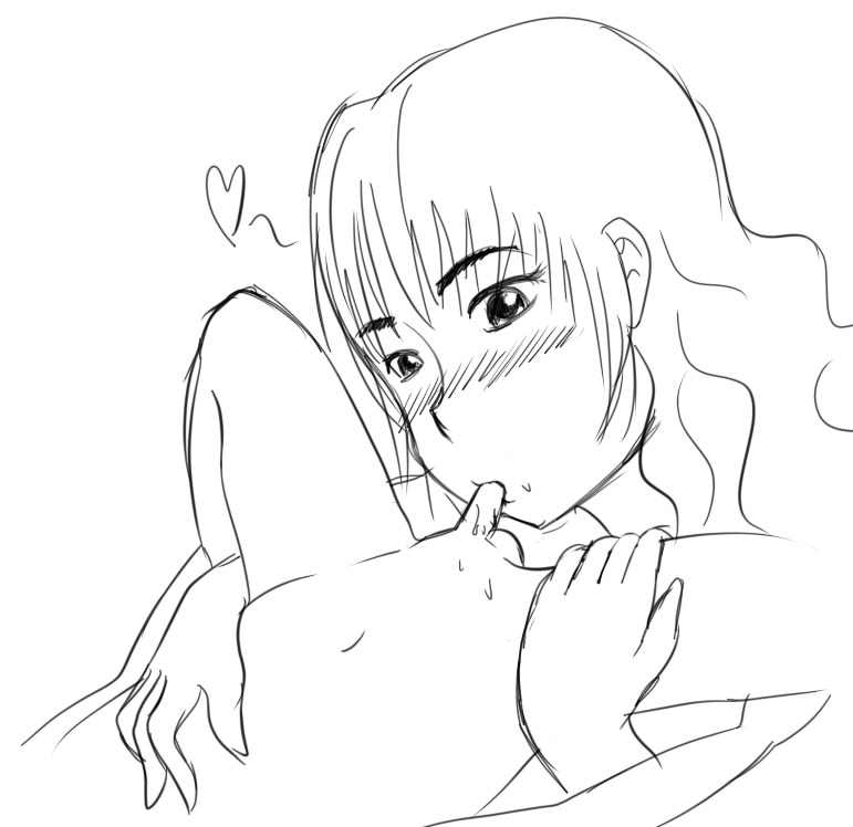 tagme, 1boy, 1girl, age difference, blush, fellatio, heart, hetero, monochrome, oral, penis, shota, simple background, sketch, small penis, uncensored, white background