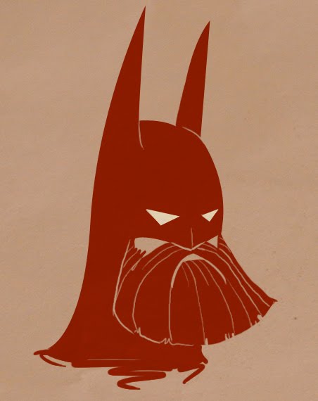 vanja mrgan, batman, batman (series), dc comics, 1boy, animal ears, bat ears, beard, facial hair, male focus, manly, mask, monochrome, profile, solo