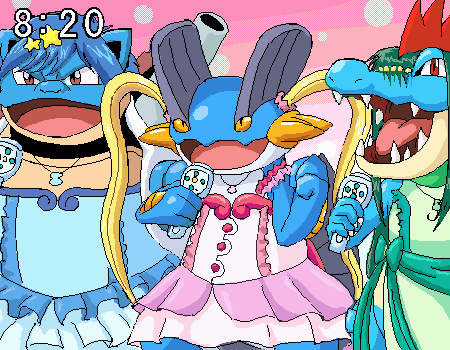 blastoise, feraligatr, swampert, nintendo, pokemon, lowres, gen 1 pokemon, gen 2 pokemon, gen 3 pokemon, performance, pokemon (creature)