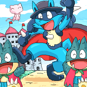 lucario, mew (pokemon), munchlax, kaiketsu zorori, nintendo, pokemon, lowres, 00s, castle, gen 1 pokemon, gen 4 pokemon, legendary pokemon, mythical pokemon, pokemon (creature)