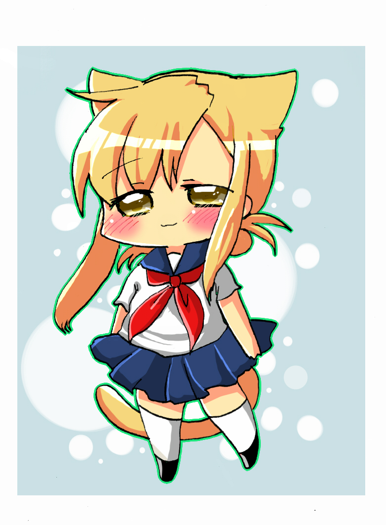 mizuno kaede, nyan koi!, bad id, bad pixiv id, 00s, animal ears, blush, chibi, solo, tail