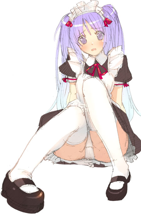 kage yuu, original, maid, panties, pantyshot, solo, thighhighs, underwear