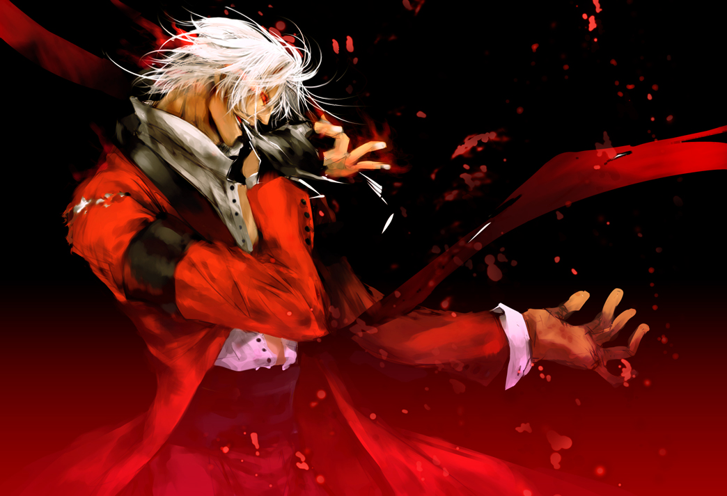 rugal bernstein, snk, the king of fighters, boss, male focus, red eyes, white hair