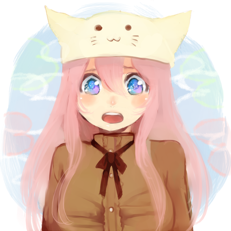 sasakure (pixiv18262), yam (htt), megurine luka, megurine luka (toeto), toeto (vocaloid), vocaloid, bad id, bad pixiv id, 1girl, animal hat, blush, cat hat, female focus, hat, long hair, pink hair, solo