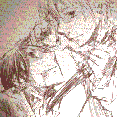 japan (hetalia), russia (hetalia), axis powers hetalia, lowres, tagme, 00s, 2boys, eye contact, looking at another, male focus, monochrome, multiple boys